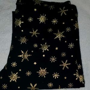 ❤ 3/$25 Flirtitude gold sparkle snowflake leggings